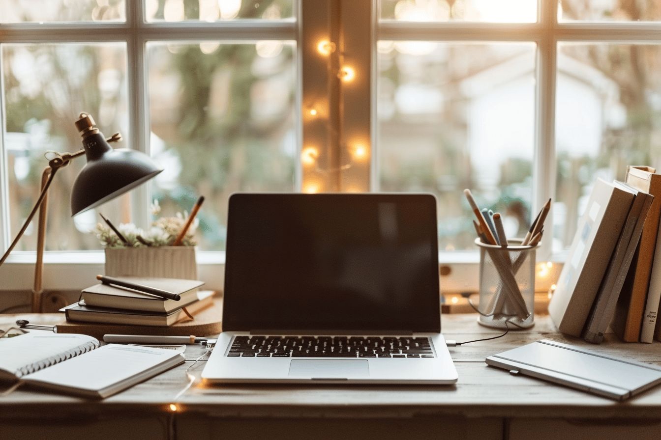 Étudiant concentré devant un ordinateur en classe  
Groupe d'étudiants discutant de projets académiques